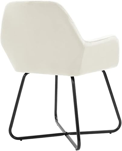 Miniatura 6 de Dining Chair Set of 2 Cream Velvet Upholstered Chairs with Sturdy Steel Frame and Ergonomic Design for Dining Room Kitchen and Living Room