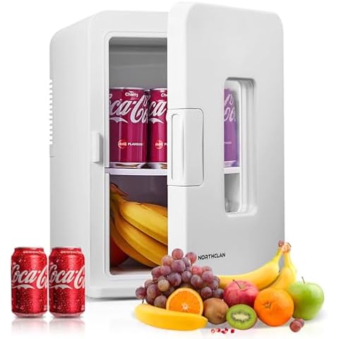 NORTHCLAN 15L Mini Fridge for Bedroom, Small Skincare Dorm Fridge, 110V/12V, Cooler & Warmer, 21 Cans Portable Thermoelectric Mini Refrigerator for Car Cover