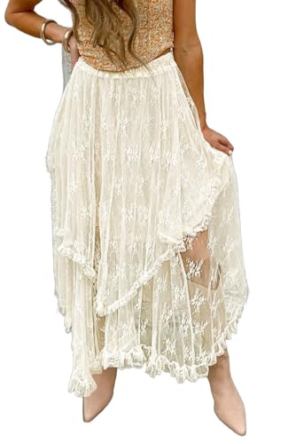 Lace Tiered Midi Skirt