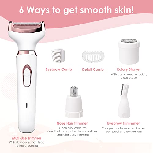 Electric-Razors-for-Women-4-in-1-Electric-Women-Shaver-Hair-Removal-Epilators-for-Leg-Face-Arm-Bikini-Armpit-Pubic-Hair-Cordless-Rechargeable-Portable-Womens-Bikini-Trimmers-White