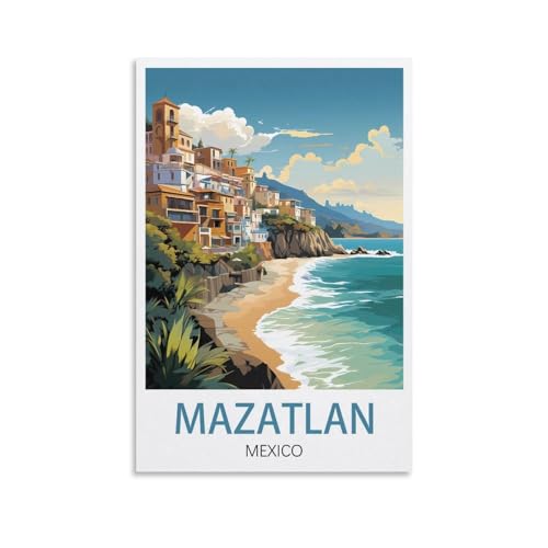 Impression sur toile Mazatlan Mexico affiche vintage haut de gamme 50x75cm