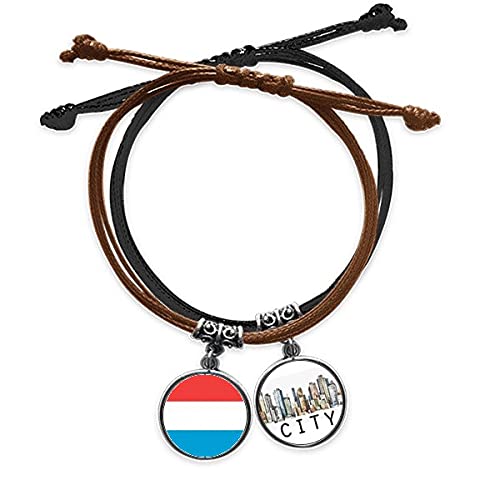 Bracelet Luxembourg cuir et corde tressée main bijou européen de qualité