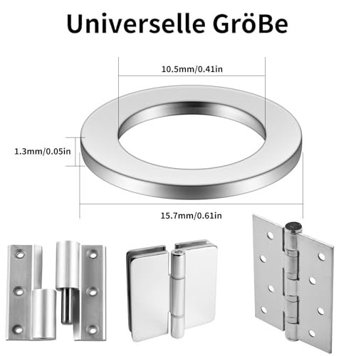 40 Stück Fitschenringe Set, Fitschenringe Zimmertüren, Ø 10mm x 16mm Tür Unterlegscheiben Türscharnier Edelstahl Beilagscheiben Sortiment für Standard Zimmertüren Montageringe