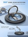 Lamicall for MagSafe Magnetic Phone Grip Stand - 2025 [Upgrade Dual-Hinge] Finger Ring Holder Phone Kickstand, Super Magnet 360° Rotation Ring, for MagSafe Accessories for iPhone 16 17 Pro Max Air Pro