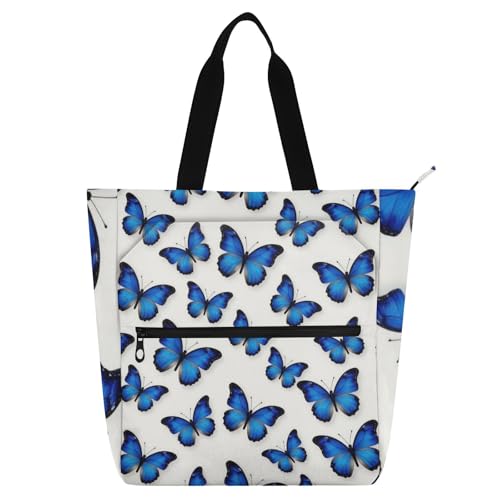 Bolsa de mano de mariposa monarca azul para la escuela y el tiempo libre de toda la familia