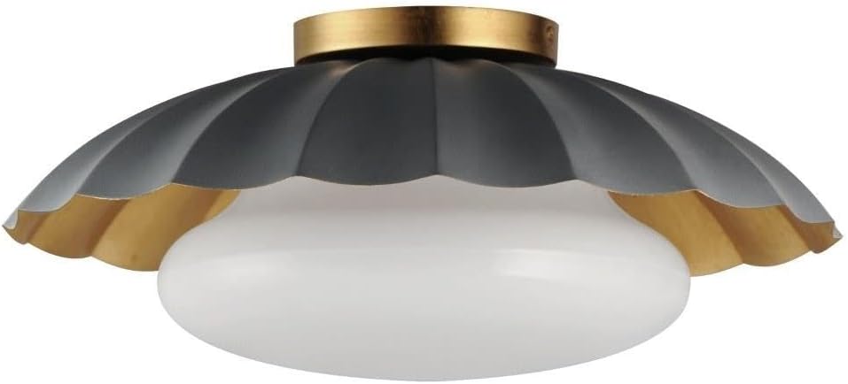 Maxim Primrose - 1 Light Flush Mount-6.75 Inches Tall and 16 Inches Wide-Matte White/Gold Leaf Finish