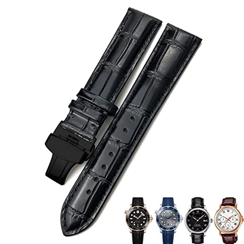 Bracelet en cuir de vache véritable 22mm noir pour style urbain Omega Seamaster