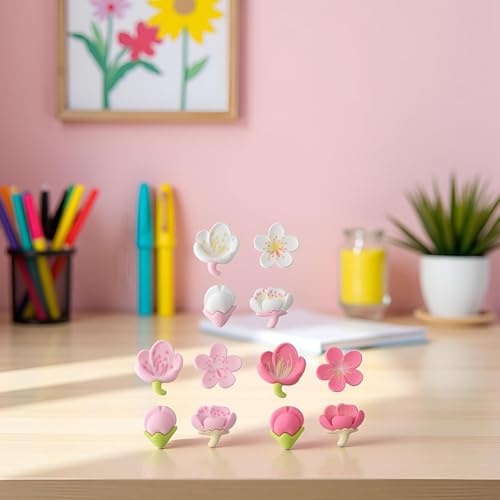 12Pcs Imán 3D Flor Sakura Rosa para Refrigerador miniatura 4