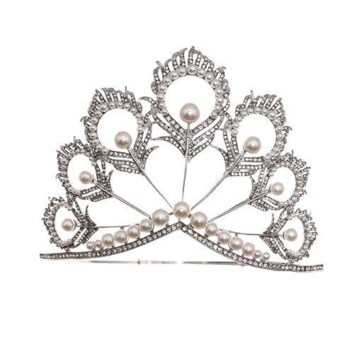 Couronne de mariage cristal et perles blanche diadème bohème pour mariée