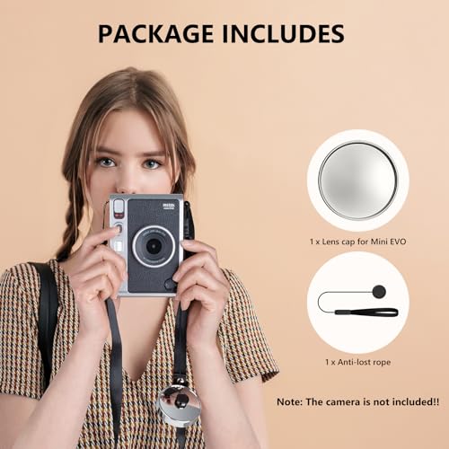 Tapa de lente Fuji Mini EVO, tapa protectora de lente compatible con cámara instantánea Instax Mini EVO con correa anti-perdida - Accesorios para cámaras instantáneas - Plata miniatura 7