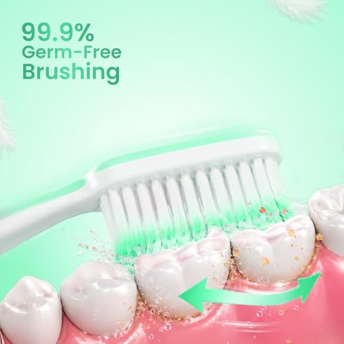 Image of Enshine Advance Clean+ Soft Toothbrush for Adults - Pack of 4 | Ultra Soft Tapered PBT Bristles | Tooth Brush Set with Non-Slip Grip | Manual Toothbrushes for Sensitive Gums & Enamel | Sea Green Color