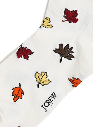J.Crew Women's 1 Pair Trouser Socks (US, Alpha, One Size, Regular, Regular, Ivory Fall Leaves Boot Socks)2