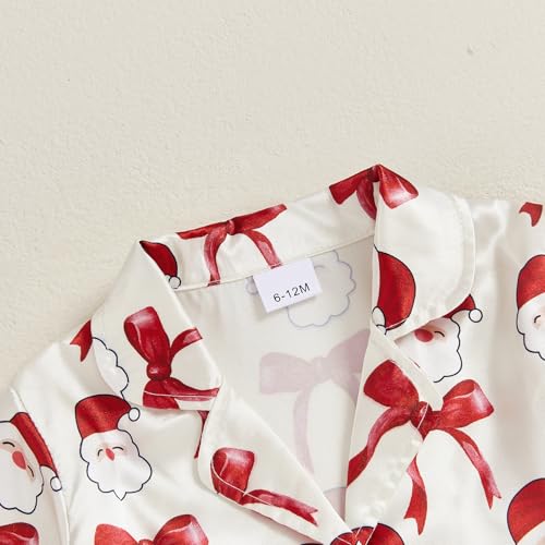Baby Boy Girl Christmas Silk Pajamas Set Button Down Deer Santa Long Sleeve Shirts Tops and Pants Satin Pj Sets4