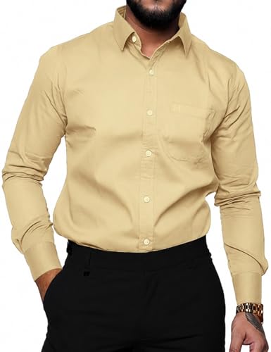 Image of Men's Slim Fit 100% Cotton Solid Full Sleeve Shirt | Premium Casual & Formal Wear for Men