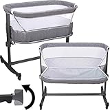 Schneller und einfacher Aufbau / Maße: 90 x 60 x 57-79 cm (LxBxH) / Höhe Seitenwände: 37 cm / Gepolsterter Rand: 14cm / Farbe: Melange Grau