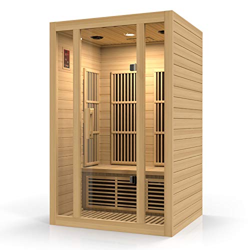 Durasage 2-Person Carbon Infrared Sauna - Canadian Hemlock Wooden Sauna - 1750 Watts - Bluetooth, FM Radio & USB Input