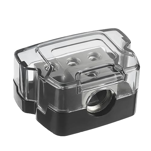 BOJACK 3 Way Power Distribution Connecting Block 1x0/2/4 Gauge Input 3x4/8 Gauge Output Power Distribution Block for Car Amplifier Audio Splitter