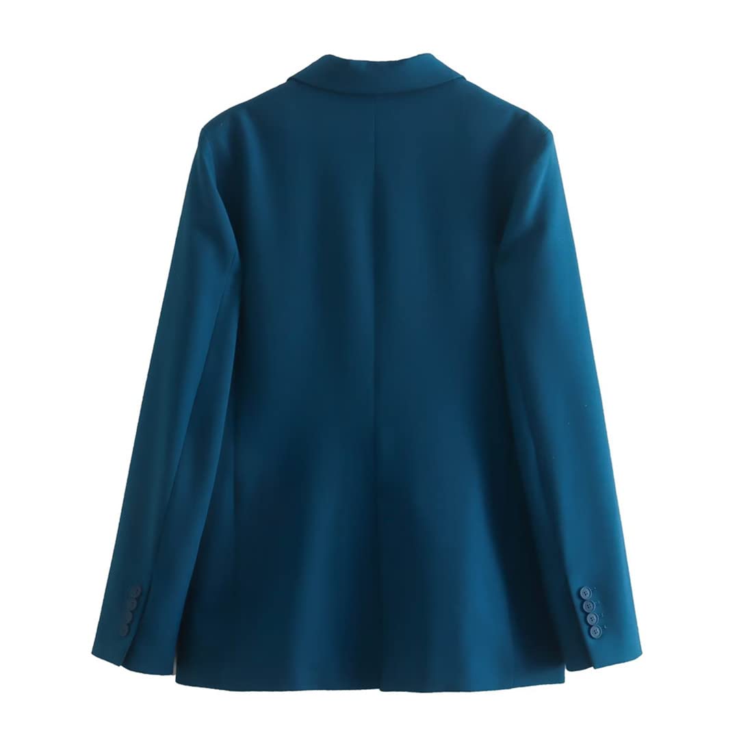 Spring - Conjunto de dos piezas para mujer, con botones, recto, cintura alta, pantalones de pierna ancha, Chaqueta de traje, L