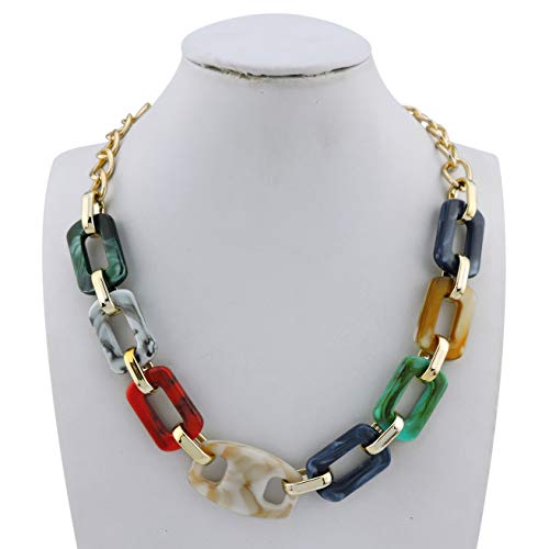 Firstmeet Fashion Chunky Colorful Acrylic Link Chain Collar Necklace For Women(Xl-1187-Colorful) #TOP1