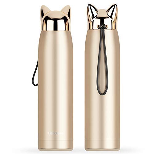 Cute Cat Ears Water Bottle, Hot Cold Coffee Thermos, Cute Stylish Tumbler Flask