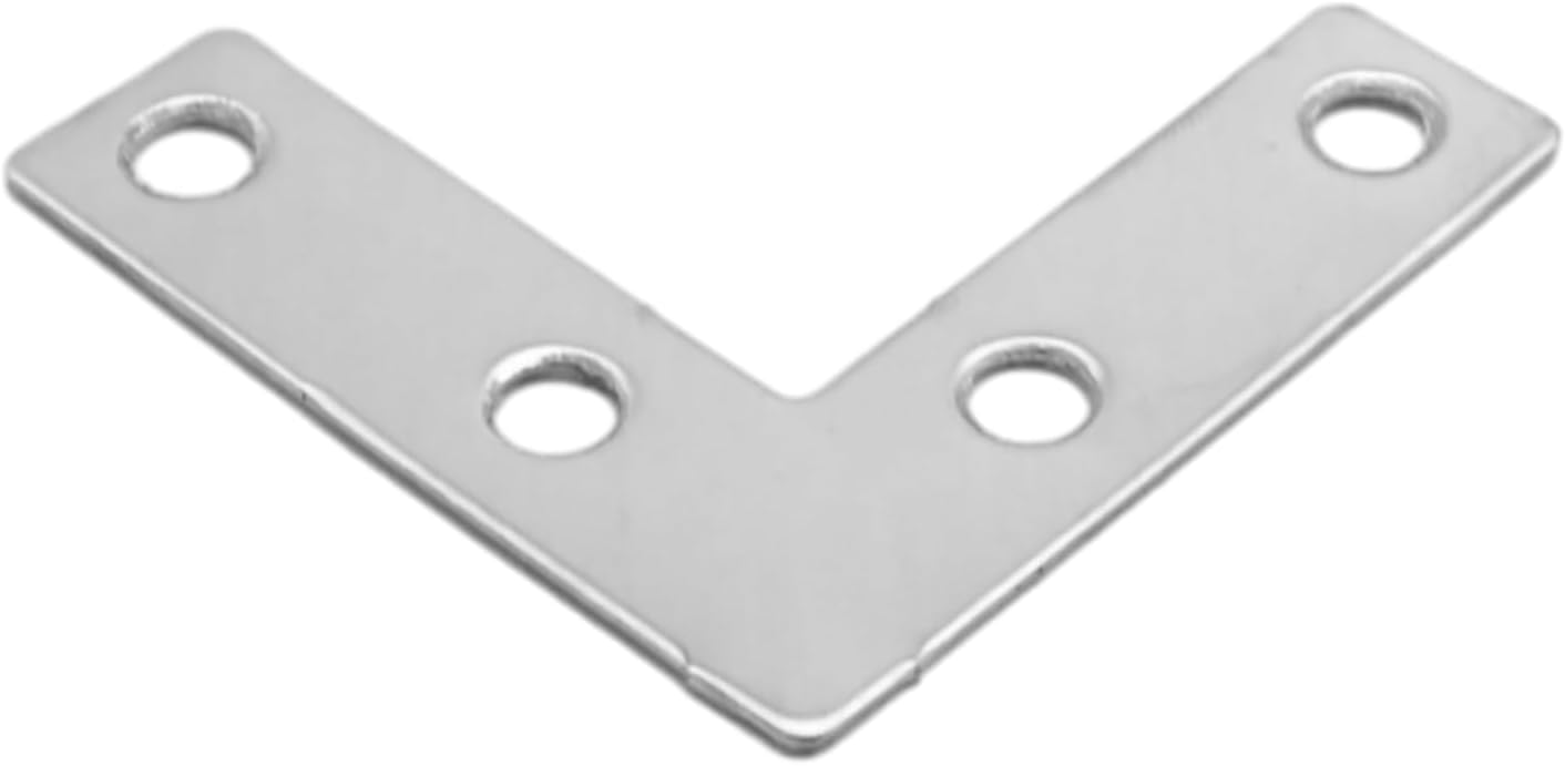 VIKKSAER 20Pcs Flat L Brackets, 2 inch x 2 inch Heavy Duty L Shaped Shelf Bracket, Stainless Steel L Shape Corner Brackets for Shelves Furniture Cabinet (Silver)
