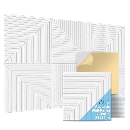 Art3d 6-Pack Self-Adhesive Acoustic Wall Panels for...