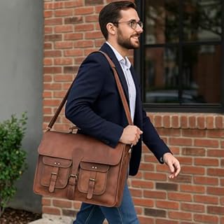 KPL 18 POLLICI Cuoio Cartella Del Computer Portatile Messenger bag migliore borsa del computer borse fatte a mano per gli uomini e le donne