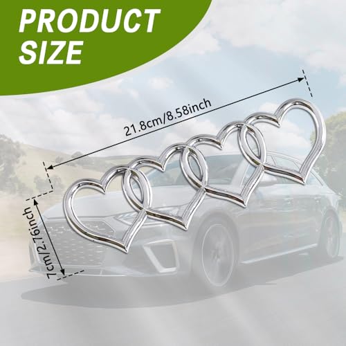 Image of Love Heart Logo Rear Trunk Emblem Badge, 3D Car Exterior Decoration Sticker, Replacement Decal Compatible with Most Cars, Trucks, SUVs