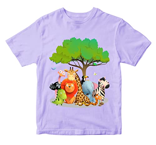 Image of Boys & Girls Cute Jungle Animals Theme 100% Cotton Unisex Kids T-Shirt