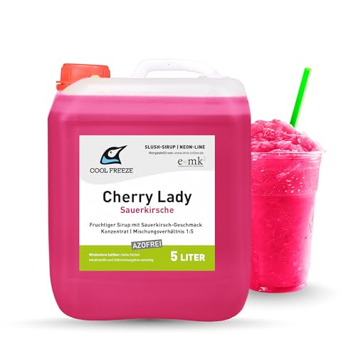 Slush – Jarabe de hielo | concentrado 1:5 | Cereza agria | 5 litros de almacenamiento | adecuado para máquina de granizado ninja | sin azo/ glicerina