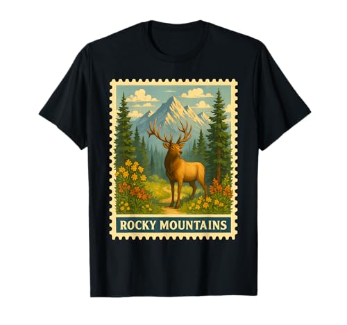 Rocky Mountain National Park Colorado Tampon élan Floral T-Shirt