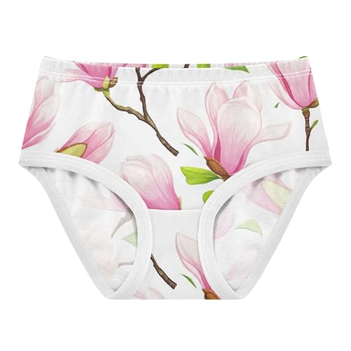 Colorful Girls Underwear Toddlers 2t Cotton Panties Little Girl Pink Magnolia Flowers Leaves White Kids Undies Briefs