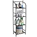 Scaffale in metallo a 4 ripiani, scaffalatura per libri, resistente, moderno, autoportante, per cucina, bagno, ufficio, balcone (nero)