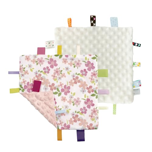 Image of CREVENT Tag Security Blankets for Babies, Soft Small Loveys for Girls, Baby Comforter Sensory Blanket, Great Gifts for Birthday Baby Shower 10 inchX10 inch (Wildflow+Ivory)