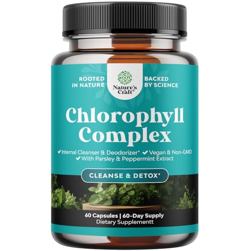 Chlorophyll Capsules for Cleanse and Detox Support - Internal Deodorant Pills for Body Odor with...
