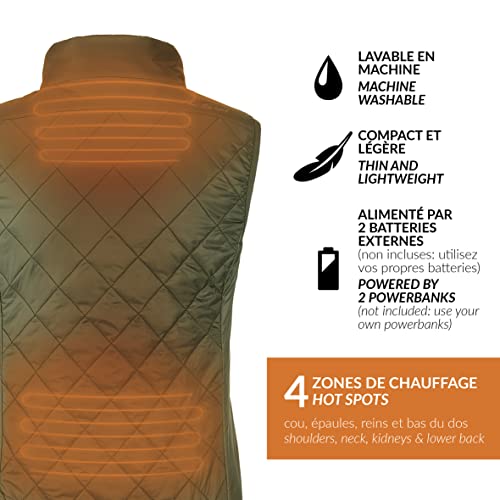 Veste chauffante sans manches gilet thermique kaki femme XS 30seven vêtement ajusté efficace - 4
