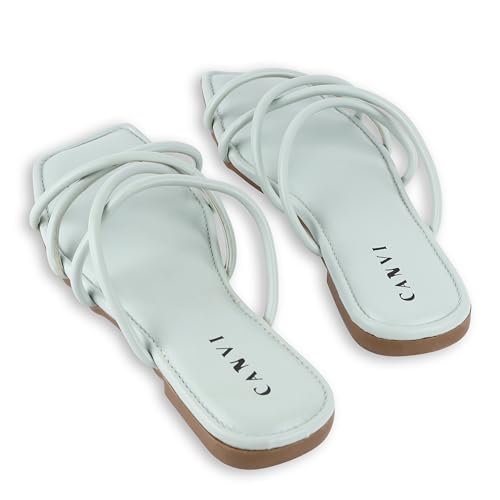 Image of CANVI Stylish | Fancy | Comfortable Slide Sandals Slip On Flat Flip Flop Thong Sandals Casual Sandals Ethnic Flats Sandals for Women and Girl