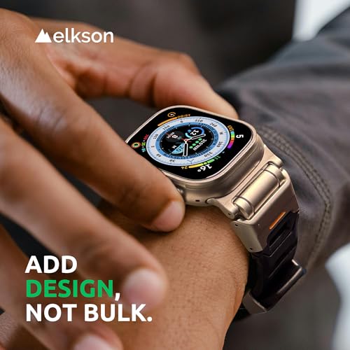 elkson Fusion Series made for Apple Watch band Ultra 3 2 1 49mm 11 10 46mm 9 45mm SE3 44mm – Durable Stainless Steel Silicone Strap, Sweat-Resistant Breathable Secure Fit for Sports, Titanium Silver — view 4
