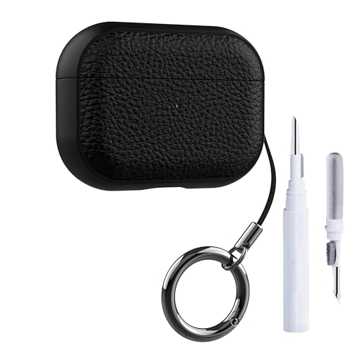 Image of YODI Case Cover for Airpods Pro|Pro 2|Airpods Pro 3|Airpods 4 Pouch, Silicone Cases with Cleaner Kit 360 Drop Protection,Shock-Resistant ((Leather-Black), Airpods 4)