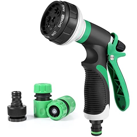 moinkerin Hose Spray Gun Garden Hose Nozzle 8 Patterns for Watering Plants or Lawns, Cleaning Pets, Cleaning Windows(Applicable 1/2"Hose) (Green) Cover