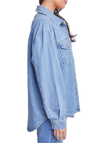 Royalty For Me womens Ymi Jeans Women’s Denim Shacket With Flap Front Pockets2