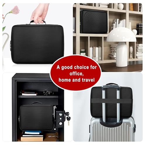 Image of Fireproof Document Bag, Large Size with 2000F Heat Insulated Color: Black | Waterproof, 3 digit Lock, Money Bag, Document Safe, Office Briefcase