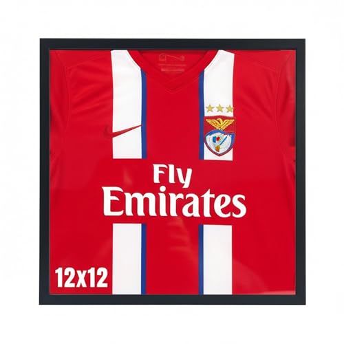 Hodeframe 12.6 x 12.6 T Shirt Frames for Wall Display Black Wall Mounted Shadow Box Display Case for Jersey Small Shirt Frame Display Case with Two Mats & Real Glass