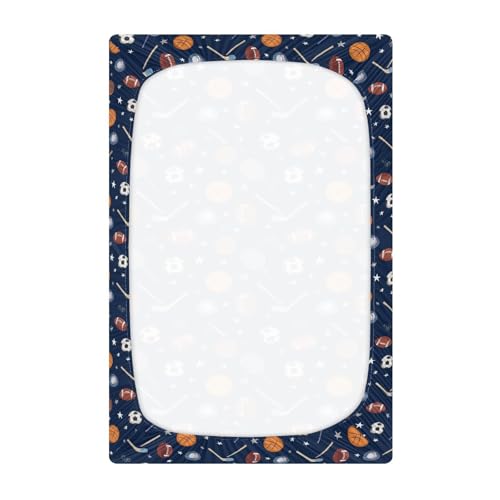 Image of Baby Crib Sheet Team Sports Crib Mattress for Boys and Girls Playard Sheet Soft Breathable Fitted Baby Mattress Cover 52x28in