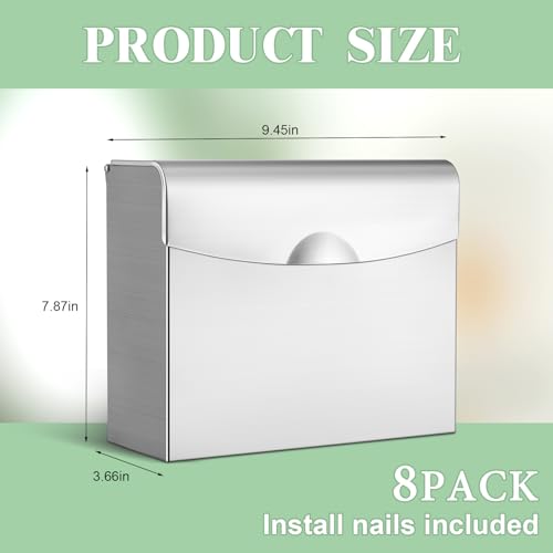 Image of Tioncy 8 Pcs Sanitary Napkin Disposal Receptacle Stainless Steel Sanitary Napkin Receptacle Wall Mounted Tampon Disposal Bin Waste Tampon Holder Feminine Hygiene Container (Silvery White)
