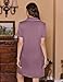 Ekouaer Button Down Nursing Nightgown V Neck Breastfeeding Dress Short Sleeve Classic Maternity Pajamas Purple