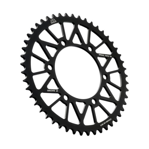 Corona de moto JT de aluminio negro y alta resistencia con 49 dientes paso 520