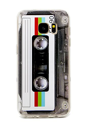 FAteamll Case for Galaxy S7 Matte Finish with TPU Soft Bumper Retro Cassette Tape Case Compatible with Samsung Galaxy S7