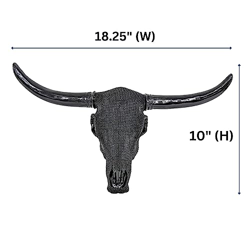 Bestgiftever Wall Sculpture Of Black Beaded Bull Steer Head Skull - Gothic Western Eclectic Rustic Décor #TOP1