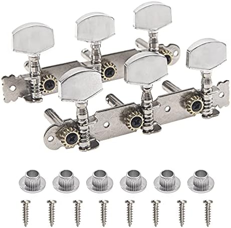 2Pcs Yootones Guitar Tuning Pegs Keys 3R3L Machine Heads Tuners Set Compatible with Acoustic Folk Classical Guitar (Silver)